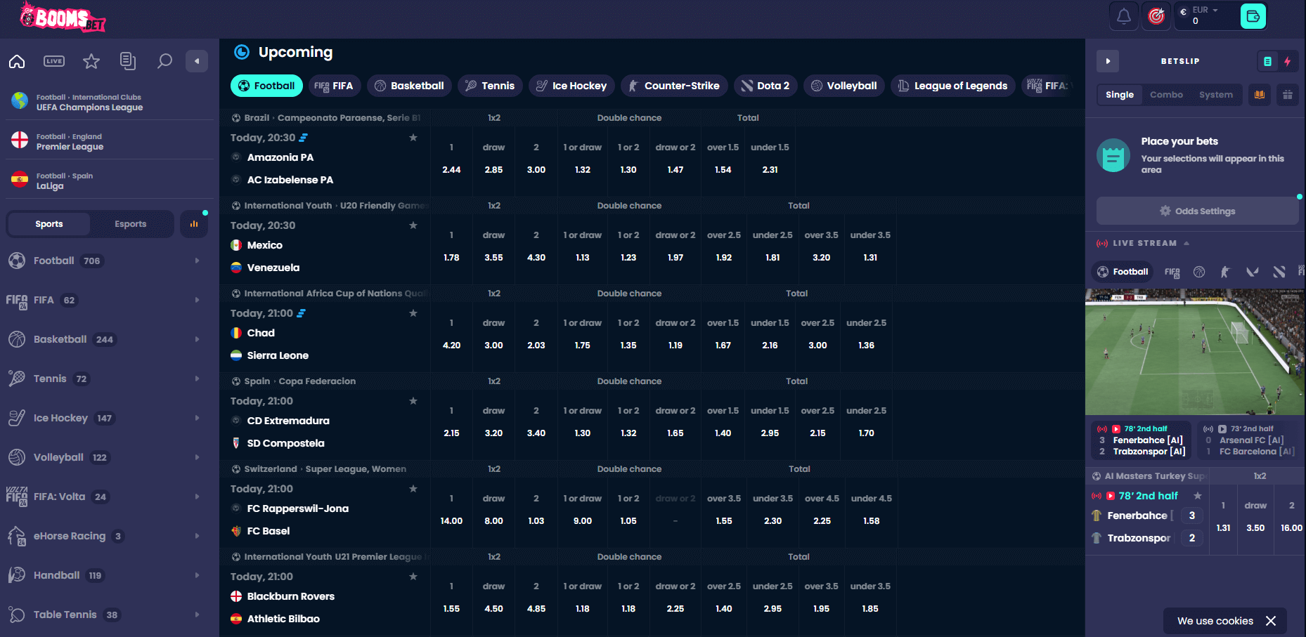 Section of sports betting